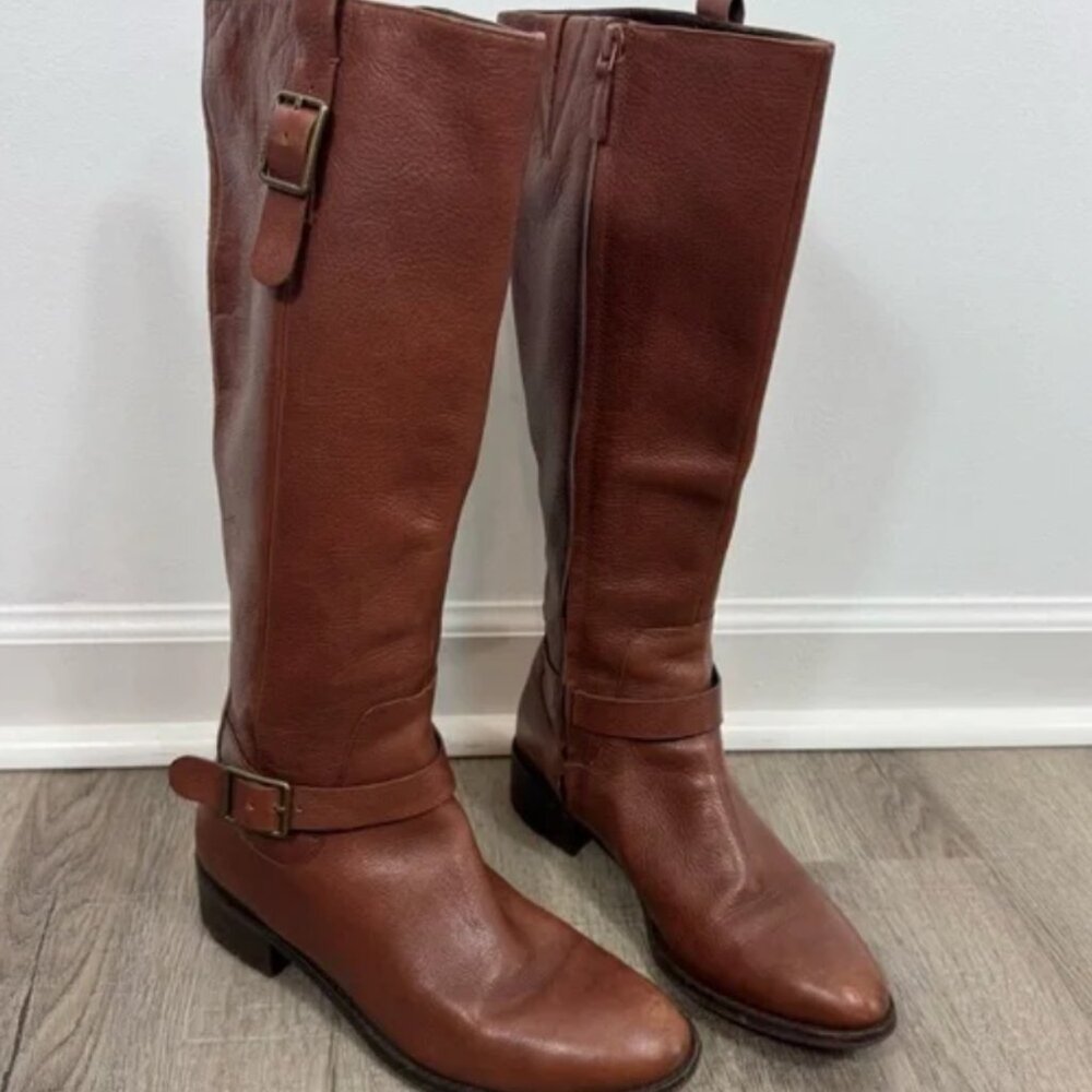Cole Haan Kenmare Riding Boots Women’s 8.5 Brown Leather Tall Heeled Fall